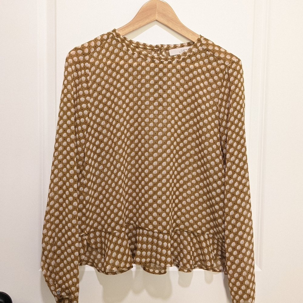 ANN TAYLOR LOFT Ruffled Hem Blouse SIZE XS